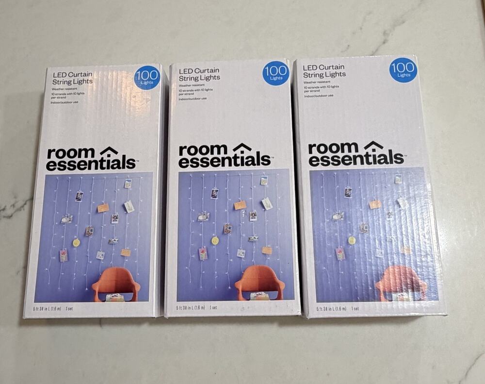 Room Essentials String Lights Set Of 3 Curtain Fairy Hanging Clips Dorm Bedroom